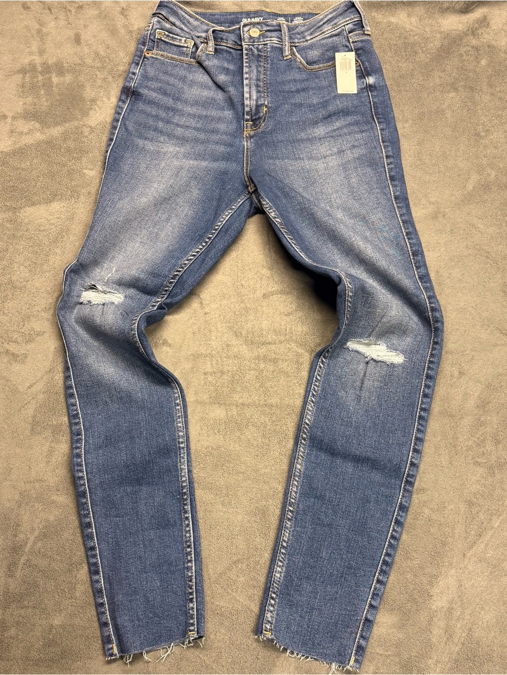 Old Navy Women's Blue Distressed Straight Jeans